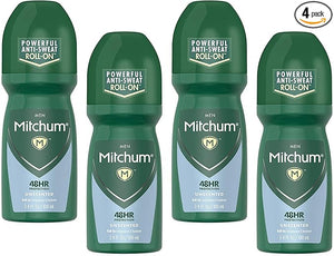 Mitchum Invisible Anti-Perspirant &amp Deodorant Roll-On Unscented 3.4 oz (Pack of 4)