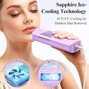 Laser Hair Removal with Sapphire 5¡É Ice Cooling, Painless &amp; Permanent IPL Laser Hair Device for Women Men, 2 Modes, 5 Levels, 999,999 Flashes, at Home Hair Remover for Bikini, Armpit &amp; Face