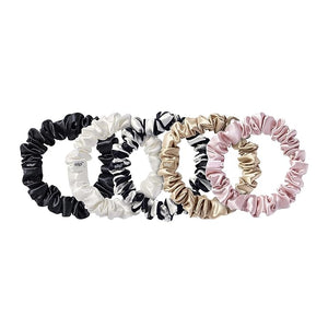 slip Midi Scrunchie Original Mix | Set of 5 Pure Silk Scrunchies in Pink Caramel Navy Stripe White &amp Black | 100% Mulberry Silk Anti-Crease Gentle on Hair Reduces Breakage | Stylish &amp D