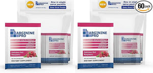 L-ARGININE PRO Supplement Powder | 60 Packets Single Serve Travel Size | 5500mg of L-arginine Plus 1100mg L-Citrulline Raspberry