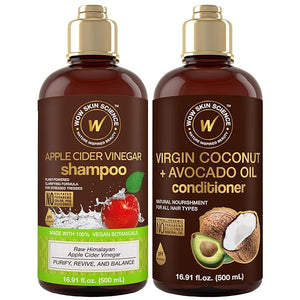 WOW Skin Science Apple Cider Vinegar Shampoo &amp Coconut + Avocado Oil Conditioner Duo 16.9 oz