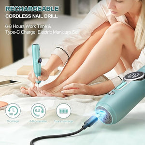 Electric Foot Callus Remover for Feet Scrubber Dead Skin Cordless Foot File Professional Pedicure Tool with Nail Drill Kits for Men Women Dead Dry Crack Skin Calluses Foot Grinder-Green