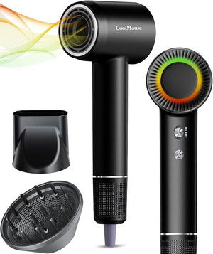 High-Speed Ionic Hair Dryer: 150000 RPM Brushless Motor 500 Millions Negative Ionic Care Blow Dryer for Fast Drying Low Noise Thermo-Control Hairdryer Travel with Magnetic Diffuser &amp Nozzle