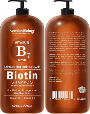 New York Biology Biotin Shampoo and Conditioner Set for Hair Growth and Thinning Hair - Thickening Formula for Hair Loss Treatment - For Men &amp Women - Anti Dandruff - 16.9 Fl Oz