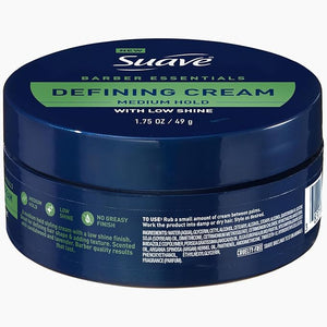 Suave+ Defining Cream for Men¡¯s Hair Styling 4-Pack ? Medium Hold Low Shine Barber Essentials 1.75 Oz Ea