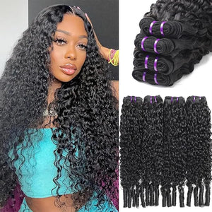 Beautymoon Burmese Curly Bundles Human Hair 14A Human Hair Bundles 100% Unprocessed Wet And Wavy 4 Bundles (18 20 22 24 Inch) with Spiral End Curly Hair Extensions for Women Double Weft Natural Black