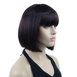 Lydell 8 Straight Short Bob Hair Flat Bangs Cute Central Dot Skin Top Heat Resistant Synthetic Wigs (2SP99T)