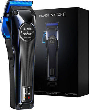 Blade &amp Stone¢â Professional Barber Hair Clippers for Men PC801 Clipper | Diamond-S¢â Blade | Micro-Gap Tech | Professional 7200 RPM Digital Motor All-Metal Cordless Clippers - Dark Night