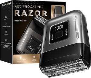 Cordless Foil Shaver for Men: High-Speed 6000RPM, Dual Replacement Heads (Foil + Trimmer), USB-C Rechargeable, IPX7 Waterproof &amp; Battery Display