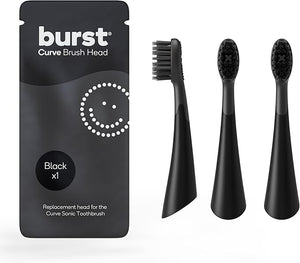BURST Replacement Heads for Curve Sonic Electric Toothbrush (3 Pack/Black)