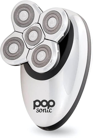 Pop Sonic 5-Head Electric Shaver Kit - Unisex (Silver) Shaver for Face, Head &amp; Body - Smooth, Waterproof USB Rechargeable Trimmer with 360-Degree Precision Cut Heads for Men &amp; Women