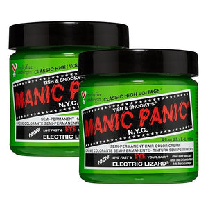 MANIC PANIC Classic Electric Lizard Semi Permanent Hair Color - Bright Neon Green Hair Dye for Women &amp Men That Lasts 4-6 Weeks - Vegan Ammonia &amp Cruelty-Free - Create &amp Mix Custom Shades