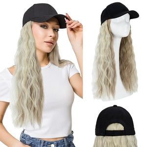 Hairro Baseball Hat With Hair Attached For Women Synthetic Adjustable Afro Kinky Curly Cap Wig For Cancer Patients Chemo 290g #16P613 Sandy Blonde mix Bleach Blonde
