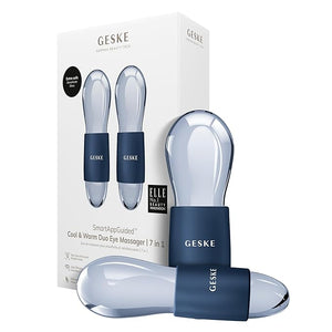 GESKE SmartAppGuided¢â Cool &amp; Warm Duo Eye Massager | 7 in 1 | Time-saving Dual Massager | For Eyes &amp; Face | Battery-free Cooling &amp; Warming | Firms, Relaxes &amp; De-Puffs Skin