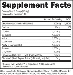 Bucked Up- BCAA RACKED¢â Branch Chained Amino Acids | L-Carnitine, Acetyl L-Carnitine, GBB | Post Workout Recovery, Protein Synthesis, Lean Muscle BCAAs That You Can Feel! 30 Servings (Blood Raz)
