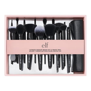 e.l.f. Ultimate Makeup Brush Set &amp Travel Roll 17-Piece Brush Kit Brushes For Eyeshadow Foundation Powder Concealer &amp more Vegan &amp Cruelty-Free
