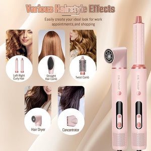 6 in 1 Hot Air Styler &amp; Hair Dryer Brush, Multi-Styler High-Speed Negative Ionic Wrap Air Hair Styler for Curling, Fast Dry, Straightening - Versatile Hair Styling Tool at Home, Holiday Gift for W