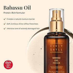 CURLYSHYLL Babassu Oil for Hair | Lightweight Moisturizing Oil for Dry or Damaged Hair | Soft, Non-Sticky Finish | Paraben-Free | 100ml