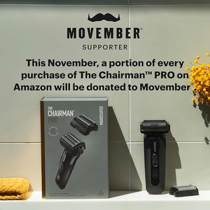MANSCAPED¢ç The Chairman¢â PRO Men¡¯s Electric Foil Face Shaver - Two Interchangeable Blade Heads SkinSafe¢ç Four-Blade Foil &amp Stubble Trimmer USB-C Wireless Compatible Charging Gentle on Neck