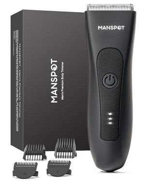 MANSPOT Manscape Groin &amp; Body Hair Trimmer for Men, Electric Ball Pubic Trimmer Shaver,Manscape Kit with 4 Guard,Replaceable Ceramic Blade Heads,Waterproof Wet/Dry Shaver,90 Minutes Shaving