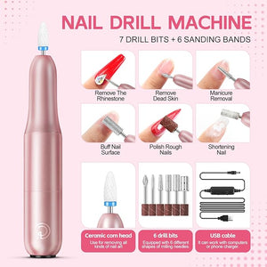 COSCELIA Acrylic Nail Kit for Beginners with Everything 4PC Acrylic Powder 24 PCS Glitter Powder Professional Nail Drill Light Rhinestones Tips Set Christmas Gifts for Women