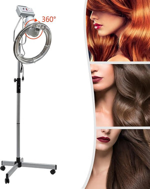 Stand Hair Dryer Silver 950W Orbiting Rotating Hair Processor with Adjustable Height and Angle Orbiting Rotating Hair Processor for Salon and Home Hair Care (Silver 950W)