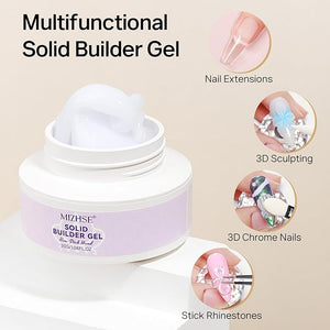 MIZHSE Solid Builder Nail Gel Kit with Nail Drill, Clear White 3D Sculpting Gel for NailS Art with U V Lamp Brush for Nails Extension Home Salon DIY Manicure