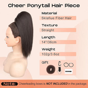 SEIKEA Cheer Ponytail Hair Piece 14 Straight Cheerleader Hairpiece Ponytail Extension for Cheer Competitions Dance Costume Dress up Soft Natural Look for Girls Teens Dark Brown