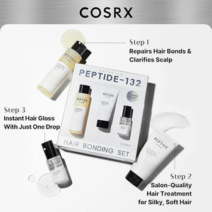 COSRX PEPTIDE 132 Hair Care Set - Bonding Shampoo, Treatment &amp; Oil Serum, Bond Repair Treatment Hair Gift Set for Damaged, Dry Hair, Scalp Treatment for Dandruff, Dry &amp; Itchy Scalp, Stocking S