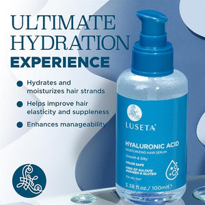 Luseta Hyaluronic Acid Moisturizing Hair Serum for Dry and Damaged Hair Hair Oil Serum for Women Infused with Avocado Argan Oil and Shea Butter 3.38oz