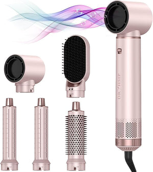 5 in 1 Hot Air Brush - Blow Dryer Brush &amp; Air Curling Wrap Styler with Negative Ion Technology, Hair Dryer Brush for Drying, Curling, Straightening &amp; Styling, Professional Hair Styling Tools
