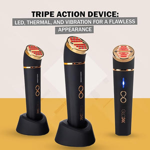 GLO24K Red Light Beauty Device for Face &amp Neck ? 3-in-1 Facial and Neck Massager with Triple LED &amp Advanced Vibration Technology