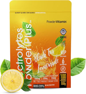 PowderVitamin Electrolytes Powder Plus (100 Servings) Black Tea Lemonade Electrolyte Powder Zero Calorie Keto0 Sugar No Maltodextrin1000mg Potassium120mg Calcium120mg Magnesium Hydration Powder