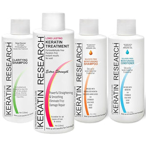 New Brazilian &amp Blowout Straightening Keratin Hair Treatment STRONG FORMULA Parabens-Free Long Lasting Organic Natural Results with Argan Oil Keratina Brasilera (4PC EXTRA STRENGTH)