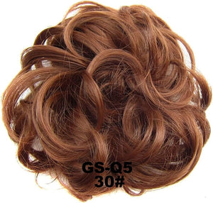 Hair Bun 1 Pack Messy Bun Hair Hoops Ponytail Hair Extensions Synthetic Donut Hair Bun Curly Wavy Hair Bun Wigs for Women Hair Bun Piece(30)