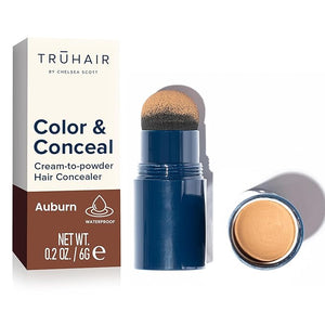 TRUHAIR Color &amp Conceal Waterproof Root Touch Up - Hair Cover Up for Gray Coverage and Hairline Filling - 11 Colors Available (Auburn)