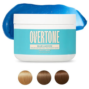 Overtone Semi Permanent Hair Color Conditioner, Blue Lagoon, 8 oz, Nourishing, Damage-Free, Color Depositing Mask for All Hair Types with Shea Butter &amp; Coconut Oil, Vegan &amp; Cruelty-Free