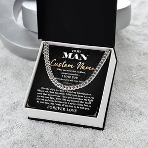 To My Man Necklace Custom Cuban Chain Necklace Gift For Husband Valentine Gift For Men Anniversary Birthday Gift For Him Husband Necklace From Wife Boyfriend Jewelry From Girlfriend