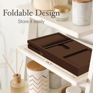 Wooden Bathtub Tray - Foldable &amp; Expandable Bamboo Bath Tray for Tub with Wine Holder, Book &amp; Tablet Stand - Bath Caddy Tray for Bathtub, Spa Bath Accessories, Tub Tray Table, (Brown)
