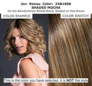 Jon Renau Top Coverage Wavy 12 Length Color 24B18S8 Shaded Mocha Hairpieces SmartLace Topper 11 x 11.5 Full Base Lace Front Synthetic Lace Front Half Wig Clip In Bundle MaxWigs Hairloss Booklet