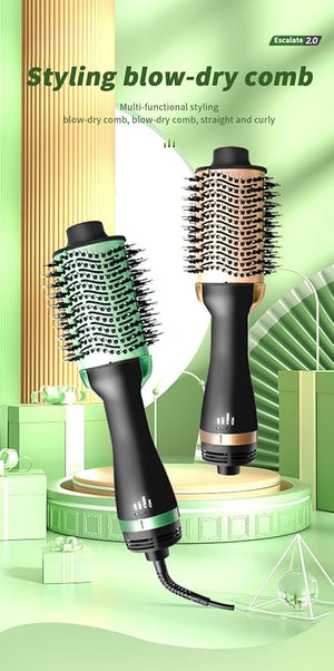 Quiet 1000-watt Ionic Ceramic Hair Dryer and Styler - Fast Drying Low Noise for Straight Curly Voluminous Smooth Hair with Heat Brush