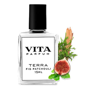 Vita Parfum Fig Patchouli Perfume Oil - Long Lasting Rich Earthy and Woody Patchouli Scent with Green Moss Sandalwood and Cedarwood Accents - All Natural Oil Woody Perfume for Women - 15 ml