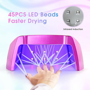 Cordless UV LED Nail Lamp 96W Rechargeable UV Nail Lamp for Gel Nails UV Nail Light with 4 Timer Setting Professional Quick Dry Nail UV Lamp with Display Auto Sensor