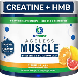 BioTrust Ageless Muscle Builder - Creatine HMB Powder with Vitamin D3 &amp; Betaine - Build &amp; Preserve Naturally Declining Muscle Mass &amp; Strength - Citrus Splash, 30 Servings