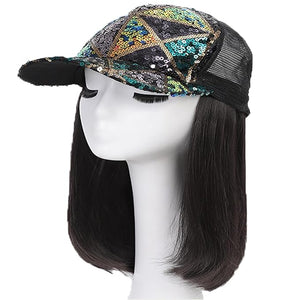 Women's Hat wig Duck Tongue hat collarbone Hair Straight hair inner Buckle wig Baseball Cap Sun Hat Wave Curly Hair