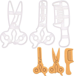 Set of 3 Hairdressing themed Cookie Cutters (Cutting Scissors Thinning Scissors Hair Comb) 3 pieces - Bakerlogy
