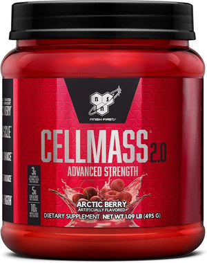 BSN CELLMASS 2.0 Post Workout Recovery with BCAA Creatine &amp Glutamine - Keto Friendly - Arctic Berry (25 Servings) (1048058)