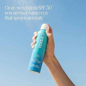 COOLA Organic Sunscreen SPF 50 Sunblock Spray, Dermatologist Tested Skin Care for Daily Protection, Vegan and Gluten Free, Fragrance Free