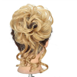 EARSHOT Hair Buns Hair Piece Synthetic Bun Donut Bun Ponytail Hair Extensions Messy Blonde Curls with Elastic Rubber Band Wig Hair Bun for Women Hair Accessories For Girls (Color : 22H27)