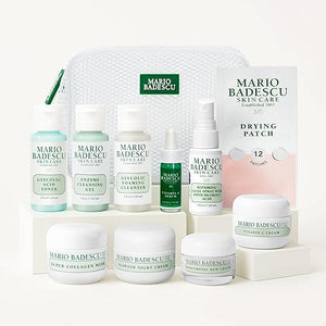 A Little Bit of Mario 10-Piece Skincare Kit ? Vitamin C Serum, Glycolic Acid Toner, Hyaluronic Dew Cream, Collagen Mask, HOCI Spray &amp; Cleanser ? Brightening, Anti-Aging &amp; Hydration ? Travel &a